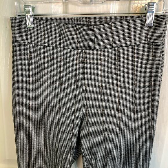 Ann Taylor LOFT Women's Small Pull-On Elastic Waist Houndstooth Pants Gray Black - Picture 2 of 7